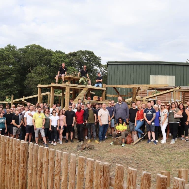 Team building event with BITE in an animal enclosure
